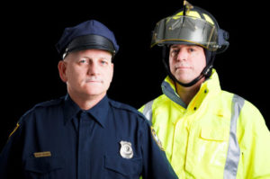 a policeman and a firefighter