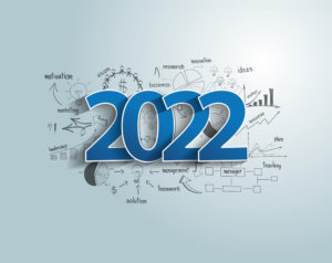 illustrated blueprint image with the year 2022 to illustrate HR trends