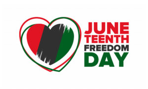 red black and green heart for Juneteenth Freedom Day