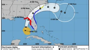 National Weather Service - map of anticipated Hurricane Idalia